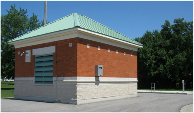 A utility building at the Mount Brydges sewage treament plant