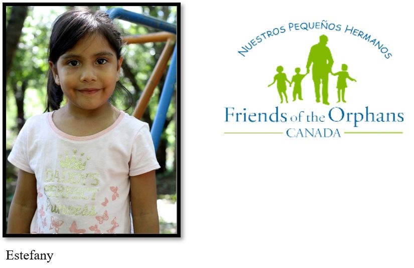 Picture of girl named Estefany and the Friends of Orphans Canada logo