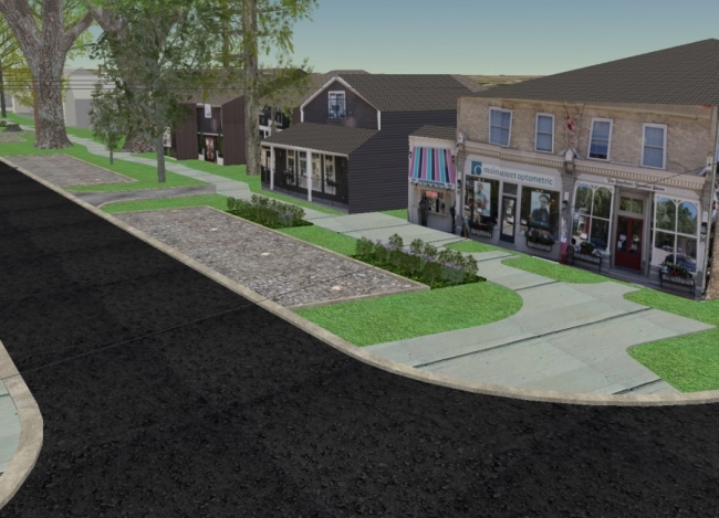 A rendering of the Main Street streetscape in Bayfield